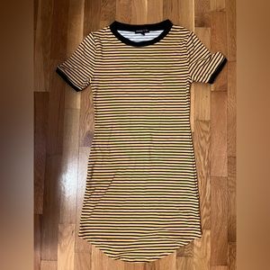 Yellow and Black Striped Bodycon T-Shirt Dress Women’s Small